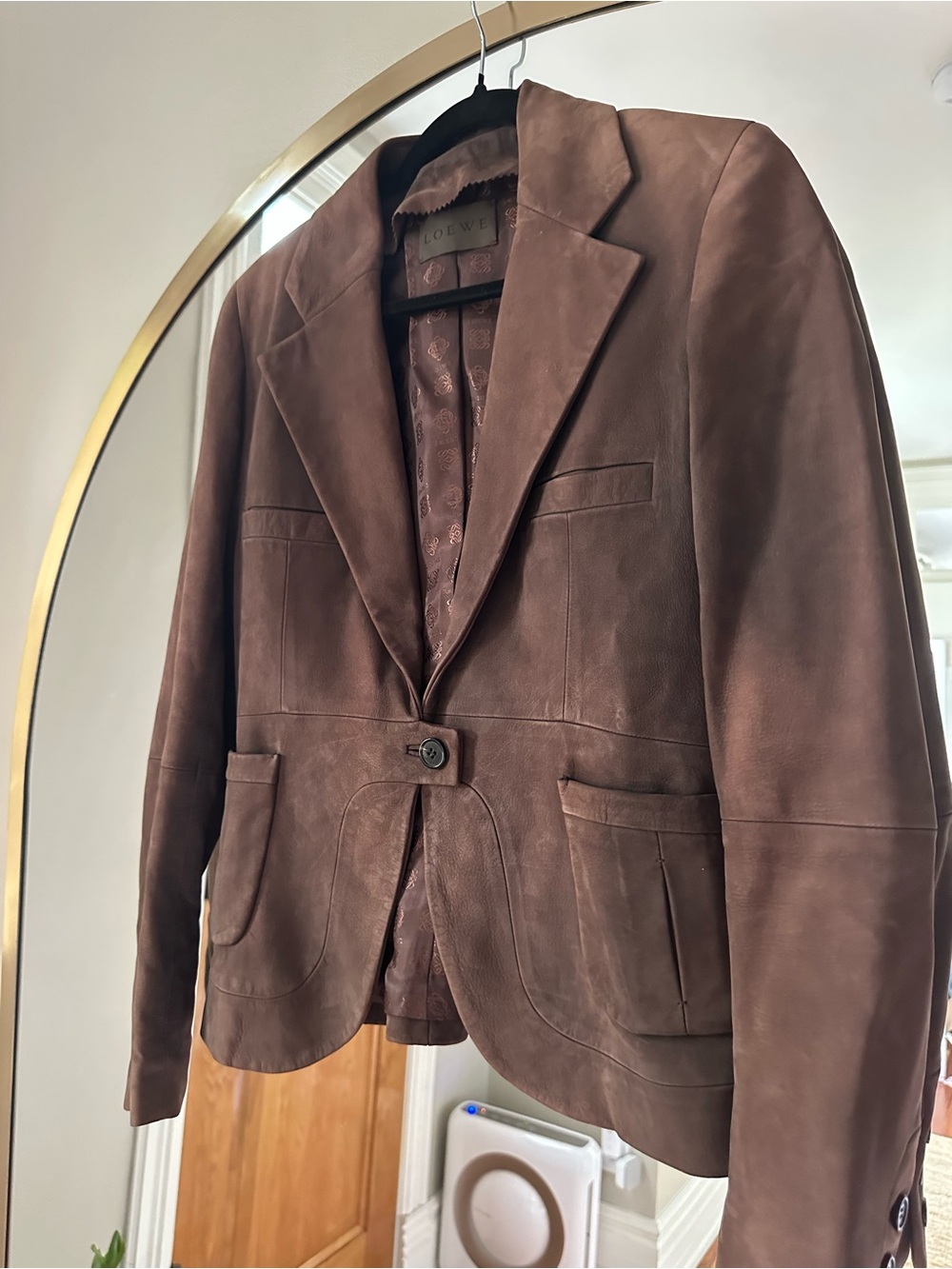 Loewe Brown Leather suede Single-Button Blazer